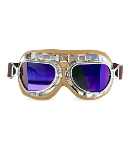 CRG Sports Motorcycle Goggle Aviator Pilot Style Cruiser Scooter Motocross Goggles for Man, Woman, Adult - color: Multi-color Lens Brown Padding