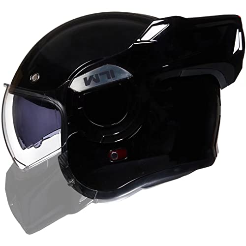 ILM Vintage Full Face Modular Motorcycle Helmet for Adults Men ATV UTV Snowmobile with 180° Reversible Chin Guard DOT ILM-B707(Gloss Black, L) - color: Gloss Black, size: Large