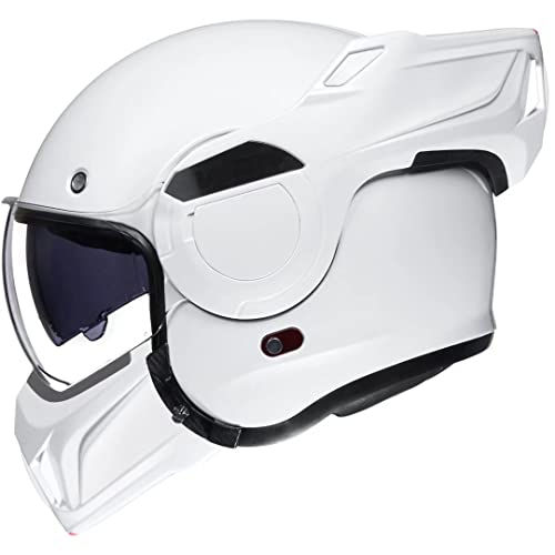ILM Vintage Full Face Modular Motorcycle Helmet for Adults Men ATV UTV Snowmobile with 180° Reversible Chin Guard DOT ILM-B707(White, M) - color: White, size: Medium